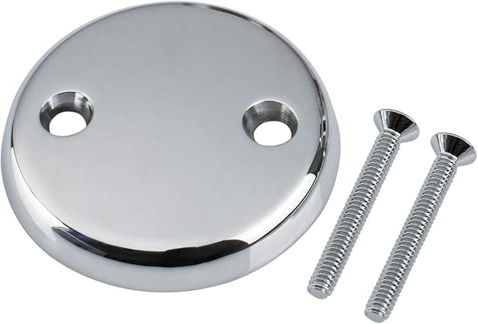 Artiwell Lift & Turn Tub Trim Set with Two-Hole Overflow Faceplate, All Brass Bathtub Conversion Kit Assembly with 2-Hole Overflow Face Plate and Universal Fine/Coarse Thread (Chrome Plated)