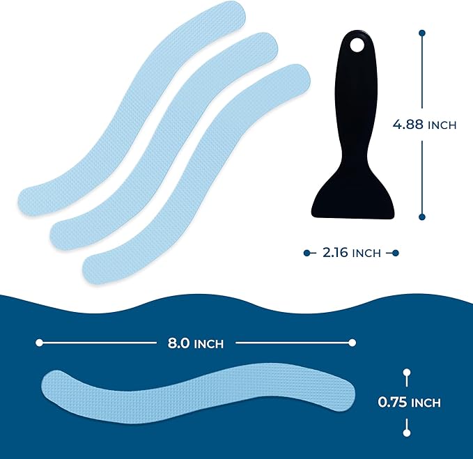 Anti-Slip Shower Stickers - Help Reduce Slipping in Bathtub & Shower, Blue Non-Slip Bath Strips, Strong Adhesive Bathtub Appliques Suitable for Homes with Kids, Adults & Seniors - 24 Pcs - Homergy