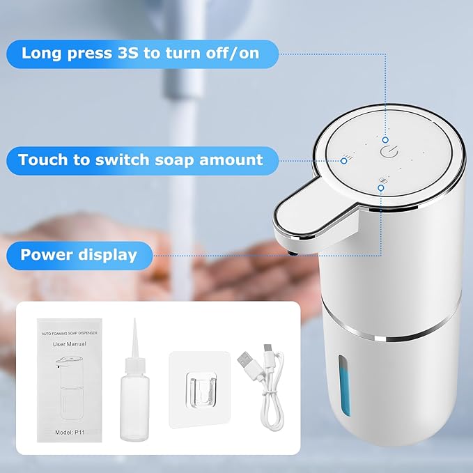 4 Pack Automatic Soap Dispensers,12.8oz/380ml USB Touchless Automatic Foaming Soap Dispenser,Rechargeabled Wall Mounted Smart Soap Dispenser for Bathroom Kitchen Dish Soap