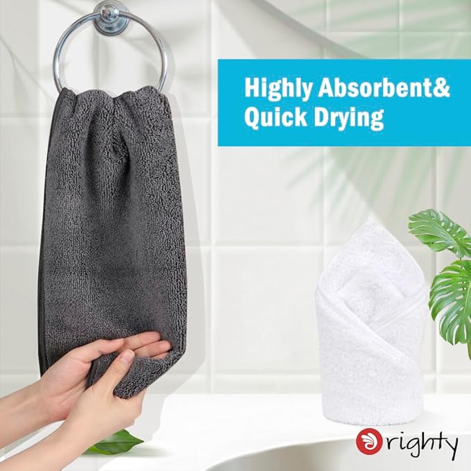 Orighty 6-Pack Grey Hand Towels - Quick Drying & Absorbent Microfiber Gym Towels 16x28 inches - Lightweight & Thin Grey Yoga Towel - Multi-Purpose Camping Towel for SPA, Hotel & Bathroom