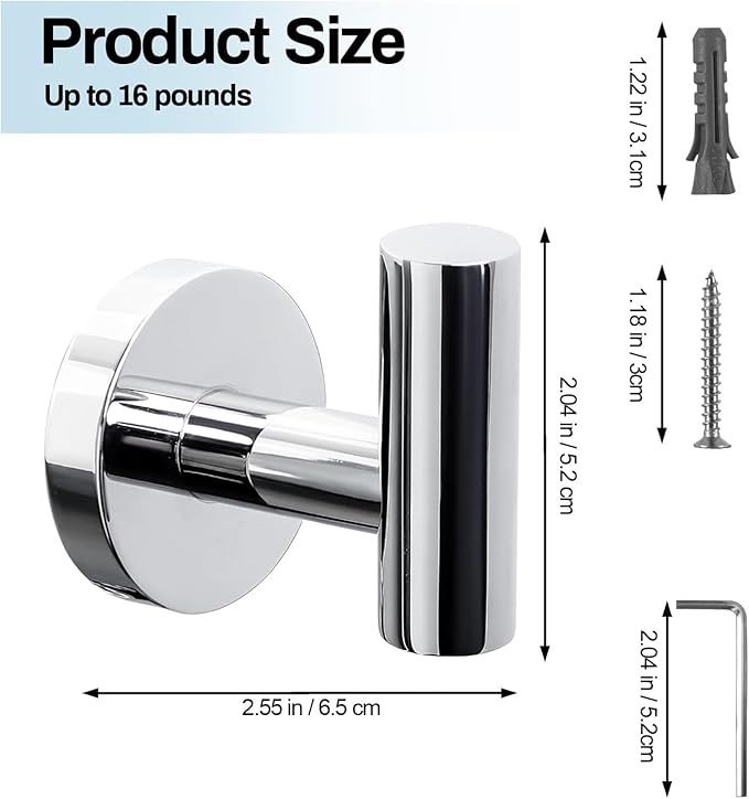 Kruodop Towel Hooks for Bathroom,4 Packs Wall Mount Towel Holder,Black Matte Wall Robe Hook,Stainless Steel Heavy Duty Door Hanger Towel Hook for Kitchen, Bedroom,Hotel,Pool,Coats