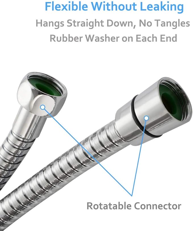 Extra Long Hand Shower Hose 118", Angle Simple Stainless Steel Flexible Shower Extension Hose Replacement 1/2" IPS, No Tangles, Chrome