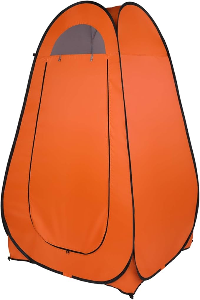 Pop Up Privacy Shower Tent,Portable Outdoor Bathroom Toilet Changing Dressing Room,Instant Rain Shelter for Camping & Beach,Lightweight & Sturdy, Easy Set Up, Foldable, with Carry Bag (Orange)