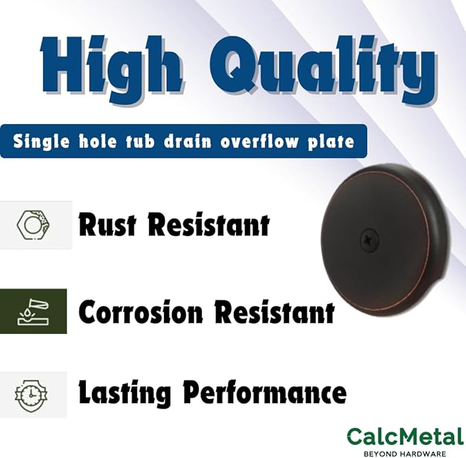 Single Hole Bathtub Drain Overflow Plate with One Matching Screws, Easy to Install, Venetian Bronze