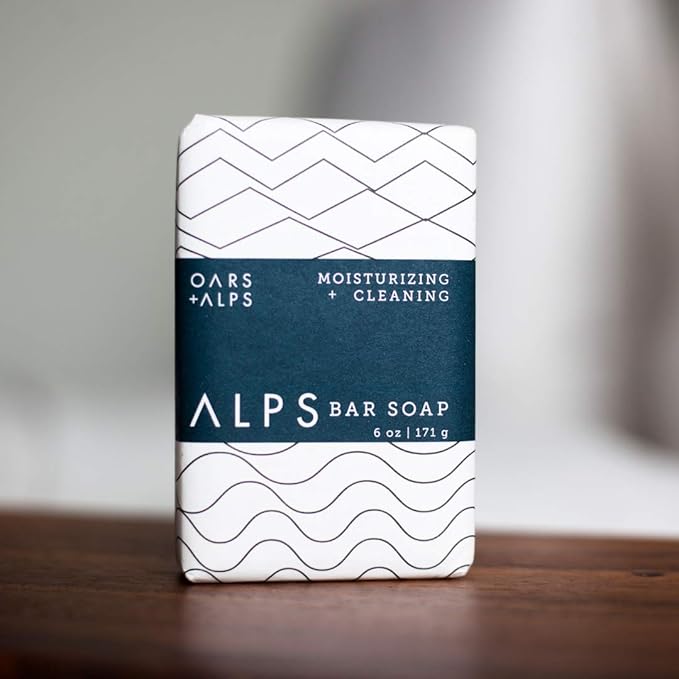 Oars + Alps Shea Butter & Jojoba Oil Exfoliating Bar Soap for Men, Deep Cleaning & Exfoliating Soap, Made with Clean Ingredients, All Skin Types, Cruelty Free, Paraben Free, Travel Size, 6pk, 6oz