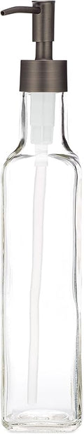 Rail19 French Vessel Glass Soap Dispenser with Metal Pump - Refillable Hand Soap, Lotion & Sanitizer for Sinks and Small Countertops, 8.5oz (Bronze Rustic)