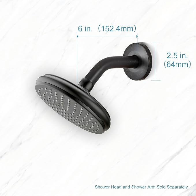 OFFO Shower Arm with Flange, 6 in Oil Rubbed Bronze Wall Mount Replacement Angle Shower Head Arm Wall-Mounted For Fixed Shower Head & Handheld Showerhead
