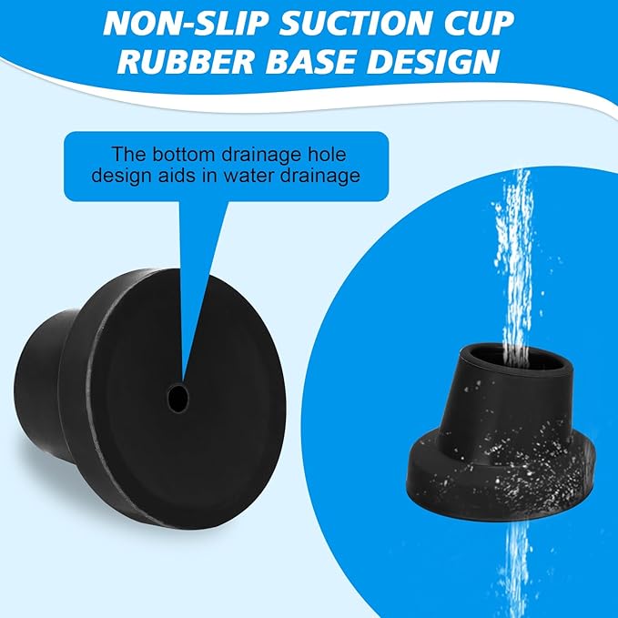 Supregear Shower Chair Leg Caps - Heavy Duty Replacement Feet for Bath Seat, 1-1/8" I.D. Slope Rubber Tips for Stools Transfer Bench Non-Slip Extreme Grip Suction Cup Feet, 4PK