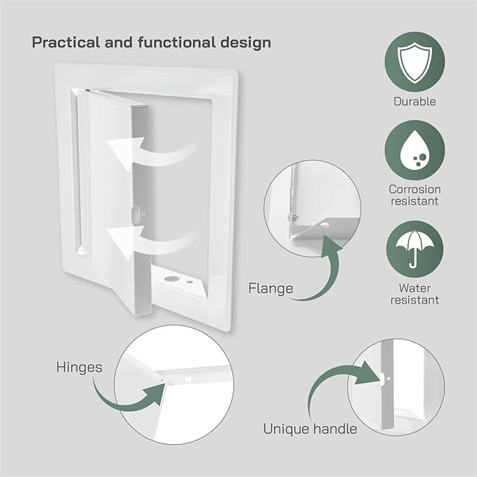Vent Systems 6'' x 6'' Inch White Metal Access Panel - Easy Access Doors - Access Panel for Drywall, Wall, Electrical and Plumbing Service Door