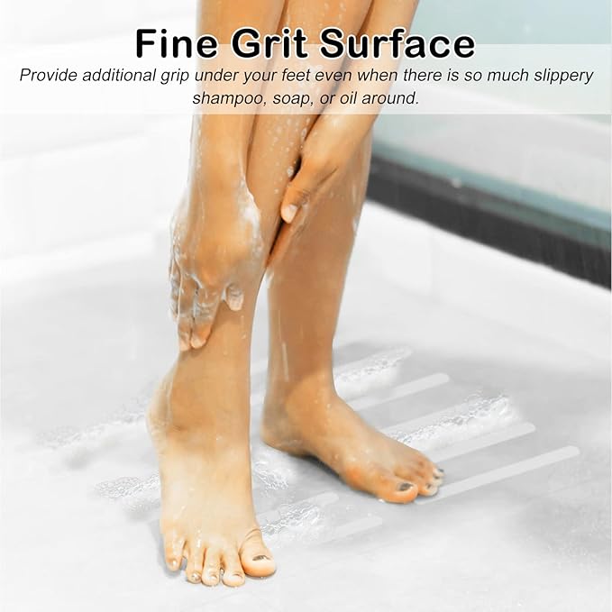 S&X Non-Slip Stickers for Bathtubs & Showers 24-Pack Waterproof Safety Strips, 3/4" x 11" - Fine Grit Grip for Anti-Skid Protection - Clear Adhesive Safety for Shower and Tub