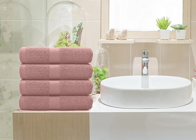 DAN RIVER 6-Pack Premium Hand Towels (16x28 Inches) - 100% Cotton, Ultra Soft, Lightweight, Highly Absorbent Towels for Bathroom, Spa, Gym, Salon, Hotel, and Travel - 550 GSM – Dusty Pink