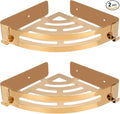 NearMoon Bathroom Shower Caddy 2 Pack, No Drill 304 Stainless Steel Shower Organizer with 2 Hooks (Corner Shelf, Gold)