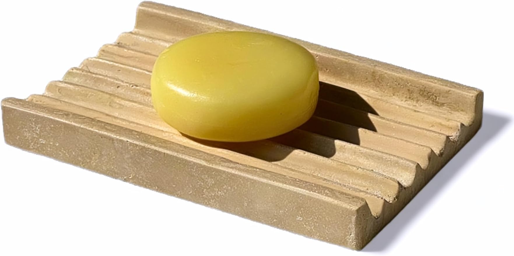 Marble Soap Dish - Soap Dish for Shower, Shower Bar Soap Holder, Stone Soap Container for Marble Bathroom Accessories, Decorative Dish with Drainage (Beige Travertine, Rectangular)