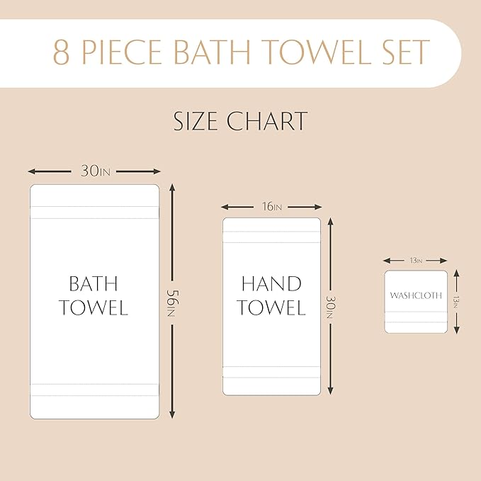 MAURA Burgundy Bath Towel Set of 8 for Bathroom. Turkish Cotton Luxury Bath Towels Extra Large, Thick, Plush & Soft. Hotel & Spa Quality - Burgundy