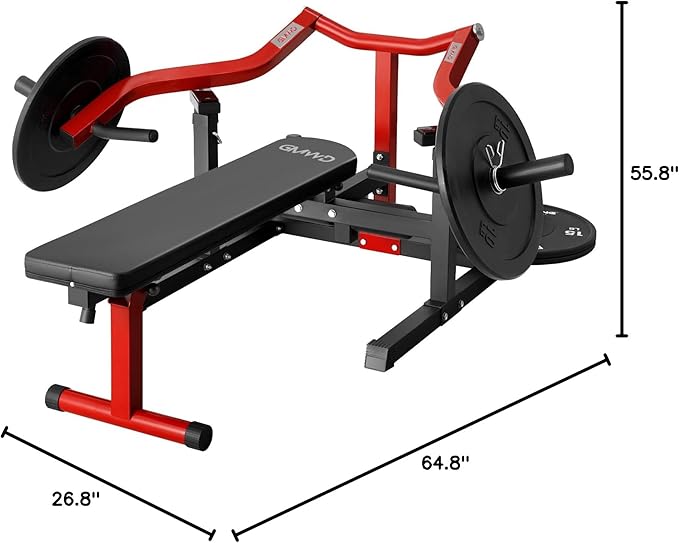 GMWD Chest Press Machine, 1050LBS Bench Press Machine with Independent Converging Arms, Adjustable Flat Incline Bench for Chest, AB Workouts, Shoulder Home Gym Equipment, V1