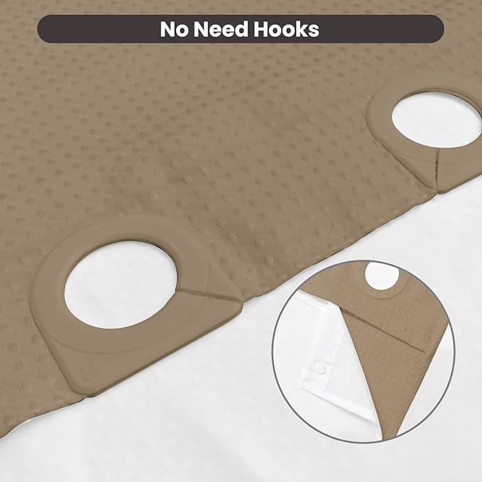 Inhousolu No Hook Waffle Weave Shower Curtain with Removable Snap in Fabric Liner Set for Bathroom, 230 GSM Heavy Duty Weighted Hem, Water Repellent Washable Bath Curtains, 72 x 78 Inch, Beige