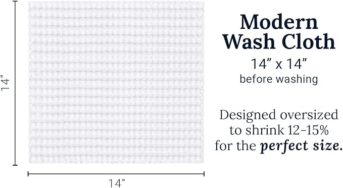 GILDEN TREE Waffle Bath Towels Wash Cloths for Showering, Exfoliating Washcloth Quick Dry Towel, Face Towels for Washing Face Cotton Washcloths Set of 4, Modern Style (White)