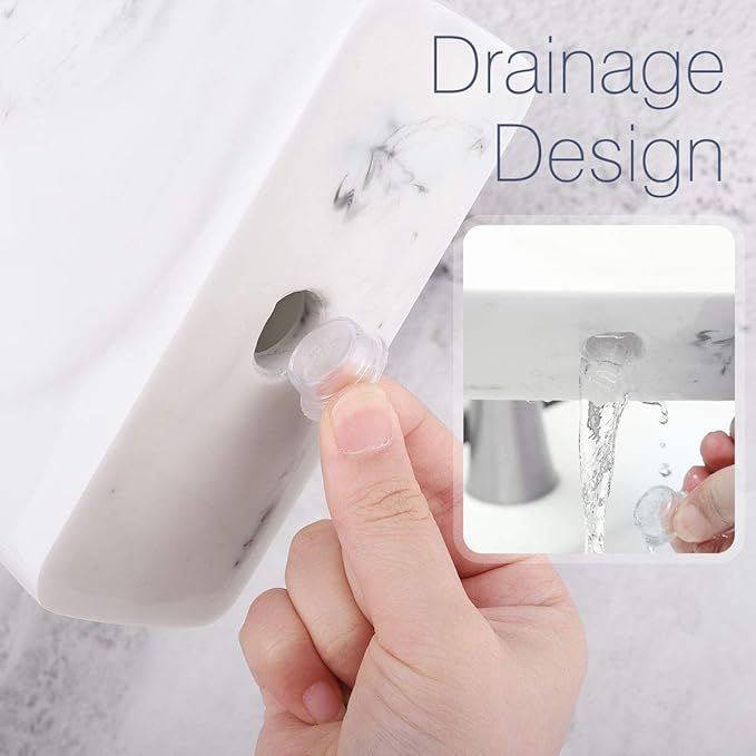 Luxspire Electric Toothbrush Holder, 3 Slots Large Marble Toothbrush Toothpaste Stand, Resin Storage for Bathroom Accessories Vanity Counter Sink Organizer Caddy Marble Style- Ink White