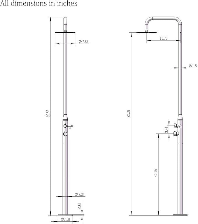 HEATGENE Outdoor Shower with Body Jets and Handheld Shower Head for Outside/Poolside/Patio Drench Shower, Outdoor Shower System, Brushed