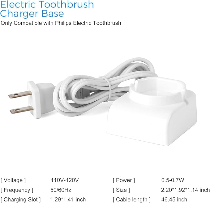 Charger Base Compatible with Philips Sonicare Electric Toothbrush HX5100/C Charging Base, for HX3000 HX5000 HX6000 HX7000 HX8000 HX9000 Series Toothbrush