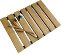 Teak Wood Shower Mat, Non-Slip Bathroom Floor Mat with Silicone Pads, 20.7x14.9 Inch, Water-Resistant for Indoor Outdoor Use, Natural Wood Bath Mat for Shower, Sauna, Pool