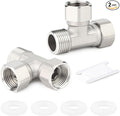 TAISHER 2PCS 304 Stainless Steel 3 Way Left&Top 2 Ends Flexible Movable Tee Connector, 1/2" Male for Sprayer, Angled Valve, Shower Arm