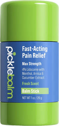 PickleBalm Pickleball In-Game Muscle Pain Relief Balm Stick with 4% Lidocaine, Arnica, Menthol, Cucumber Seed Extract for Shoulders, Knees, Wrists, and More, 1oz Stick