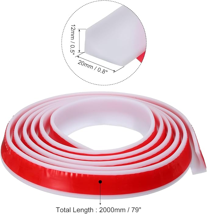 uxcell 78 Inch Collapsible Shower Barrier Stopper Water Splash Guard Blocker 79"Lx0.8"Wx0.5"H for Bathroom Kitchen Wet and Dry Separation, White