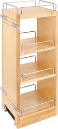 Rev-A-Shelf 9" Pull Out Shelf Organizer for Kitchen and Bathroom Cabinets, Wooden Slide Out Spice or Medicine Rack w/Soft-Close, 448-BBSCWC-9C