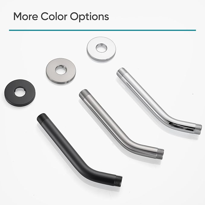 Cobbe Shower Arm with Flange and Teflon Tape, 8-Inches Wall Mounted Shower Pipe Arm Extension for Fixed Shower Head, Matte Black