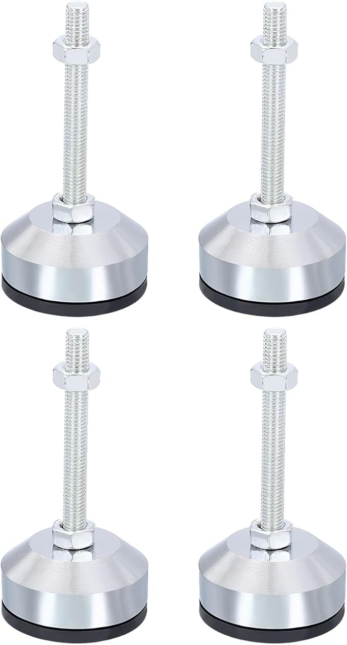 PATIKIL Furniture Leveling Feet 2" Dia Base M8 Thread, 4 Pcs Carbon Steel Adjustable Threaded Furniture Levelers Screw on Leg Leveler with Pads for Desk Chair, Black