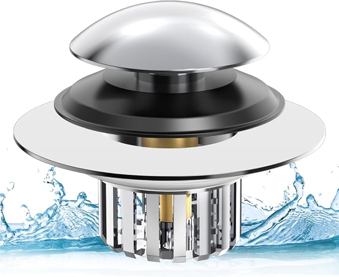 Upgraded 2 in 1 Bathtub Drain Stopper, Pop Up Tub Drain Hair Catcher, Anti Clogging Tub Drain Stopper, Replaces Lift and Turn, Tip-Toe and Trip Lever drains for Tub, Easy Install and Clean
