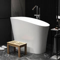 Japanese Soaking Bathtub 47'' Oblique Freestanding Tub Stone Resin Deep Soaking Bathtub in Matte White