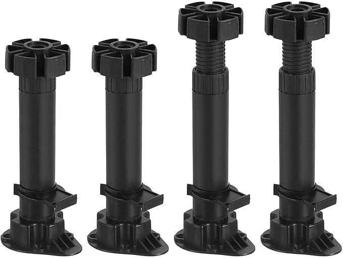 150x46mm(LxW) Adjustable Leveling Feet - 4Pack- Good for Furniture - Leveler Support Frame Replacement Legs - Black