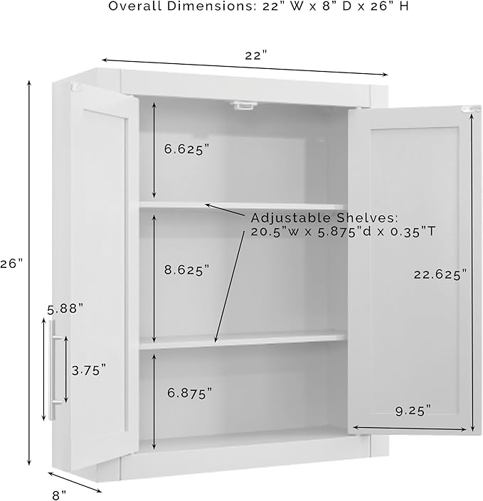Crosley Furniture Savannah 3-Piece Wall Storage Cabinet, Cabinets for Laundry, Bathroom, Kitchen, White
