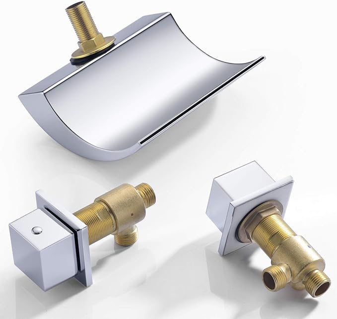 sumerain Deck Mount Tub Faucet, 2 Handle Waterfall Roman Tub Faucet, Chrome Finish