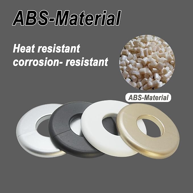 2pcs Wall Split Flange, Self-Adhesive Escutcheon Plate for 28mm/1.1" Dia Pipe, ABS Round Plumbing Cover Plates for Bathroom Kitchen Toilet Faucet, Gold