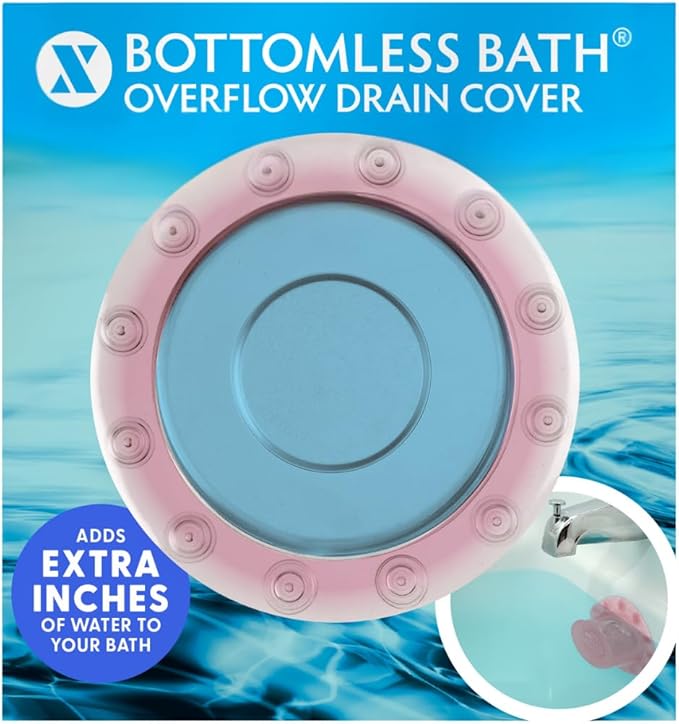 SlipX Solutions Bottomless Bath | Overflow Drain Cover for Tub | Best Gifts for Mom, Spa & Bath Accessories | Drain Block, Water Stopper Plug | Bath Essentials for Women | 4" Diameter, Coral