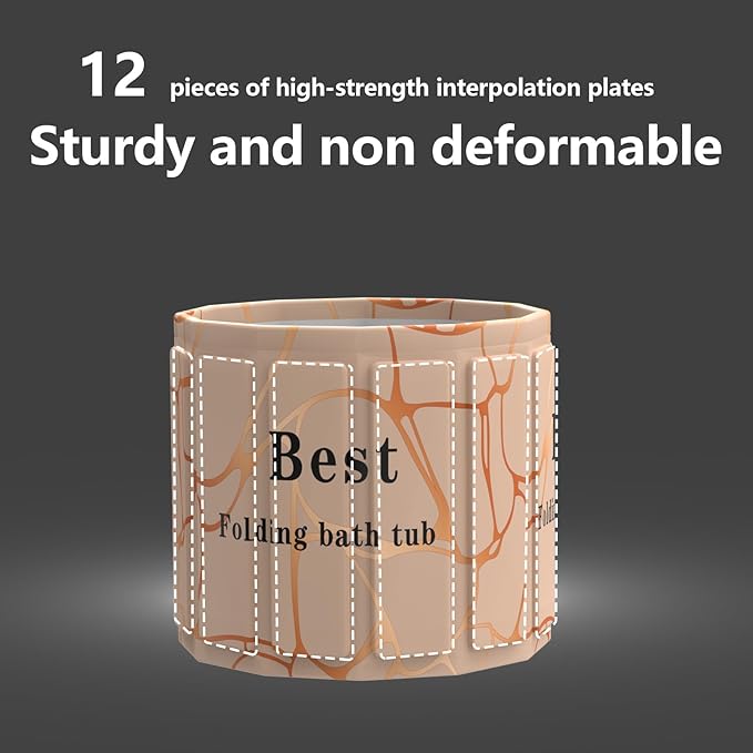 Portable Bath Tub for Adult, Foldable Soaking Bathtub for Hot SPA&Ice Bath, Foldable Small Bathtub Collapsible Tub for Bathing, Quick Setup No Installation, Space-Saving Storage (Fantasy, 25.9X31.5IN)