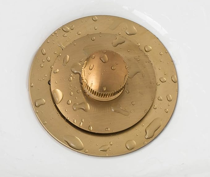 Artiwell Lift & Turn Tub Trim Set with Two-Hole Overflow Faceplate, All Brass Bathtub Conversion Kit Assembly with 2-Hole Overflow Face Plate and Universal Fine/Coarse Thread (Brushed Gold)