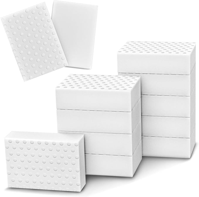 10 Pack Magic Sponge Eraser 2X Thick and Long Lasting Melamine Cleaning Sponges in Bulk - Multi Surface Scrubber Foam Cleaning Pads - Bathtub, Floor, Baseboard, Bathroom, Wall Cleaner (3.9*2.4*0.8in)