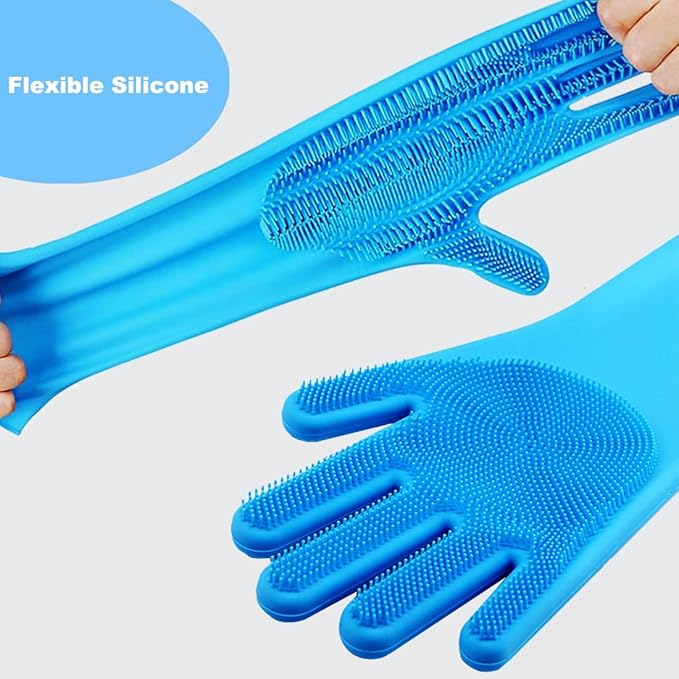 4PCS Dog Washing Glove and Dog Bath Brush, Dog Shampoo Brush Scrubber for Bath, Massage and Grooming, Pet Shower Supplies for Short & Long Hair Dogs and Cats