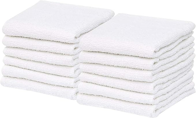 GOLD TEXTILES 120 Pack Economy White Washcloths Set (12x12 inches) - Cotton Blend Commercial Grade Cleaning Rags, Quick Drying & Soft Face Cloths, Fingertip Towels for Bathroom, Spa, Gym, and Kitchen