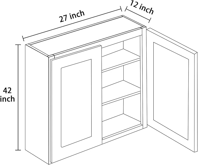 27 Inch Laundry Room Cabinets Wall Mounted, Solid Wood Over The Toilet Storage Cabinet, Bathroom Organizer Cabinets with 2 Shaker Door & 3 Shelves, Easy to Assemble for Kitchen, Garage - White