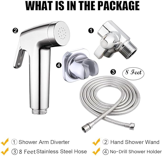 Pet Bathing Dog Shower Attachment Kit - Dog Washing Sprayer Set with Handheld Sprayer ，Water Hose, Shower Arm Diverter & No - Drill Adhesive Holder