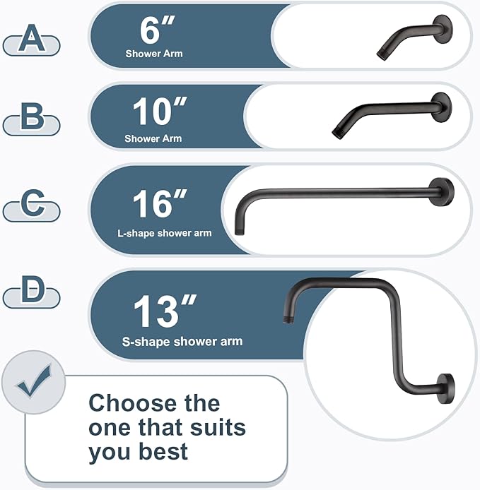 BRIGHT SHOWERS 16-Inch Shower Head Extension Arm with Flange, L Shaped Shower Extender, Extra-Long Stainless Steel Shower Pipe, Oil-Rubbed Bronze