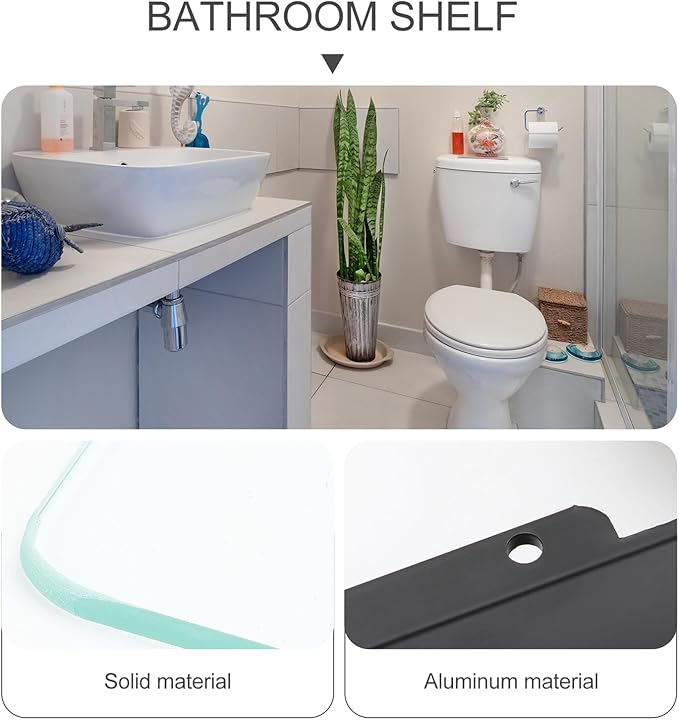 Bathroom Glass Shelf Floating Wall Rack Black Corner Organizer for Shampoo and Cosmetics Easy Install Storage for Humid Spaces Bathroom Wall Rack