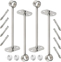 4Pcs ID25 mm (1"), L350mm, Clothes Rail mounting Bracket, Shower Curtain Closet tie Rod Support Frame, Curtain Rod Flange Socket, Suitable for Ceiling or Wall mounting