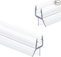 Shower Glass Door Bottom Seal, 2PCS 36 Inch Ultra Clear PVC Seal Strip with Sweep for 3/8"(10mm) Thick Frameless Glass Door, to Stop Water Leakage