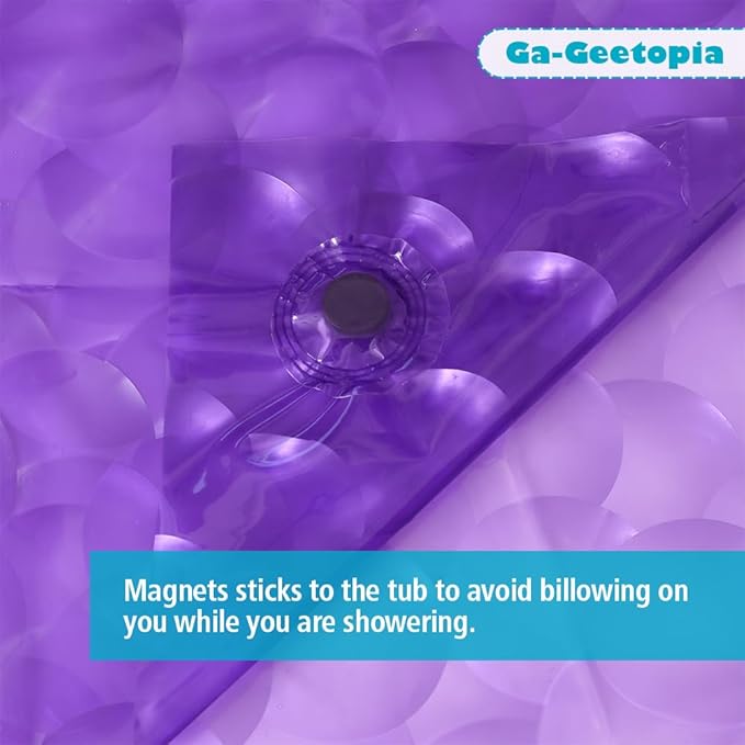 Ga-Geetopia EVA 3D Purple Pearl Plastic Shower Curtain Liner - Premium Light Weight 72" x 72" Bathroom Shower Showroom Curtain Liner with Rustproof Metal Gromments and Weighted Magnet